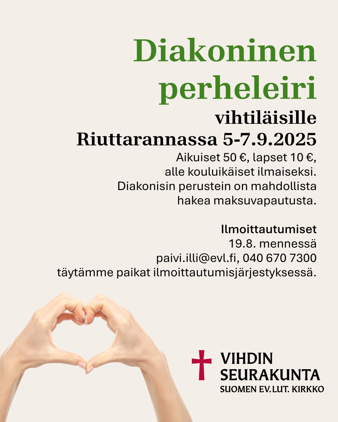 Diakoninen perheleiri vihtiläisille Riuttarannan leirikeskuksessa