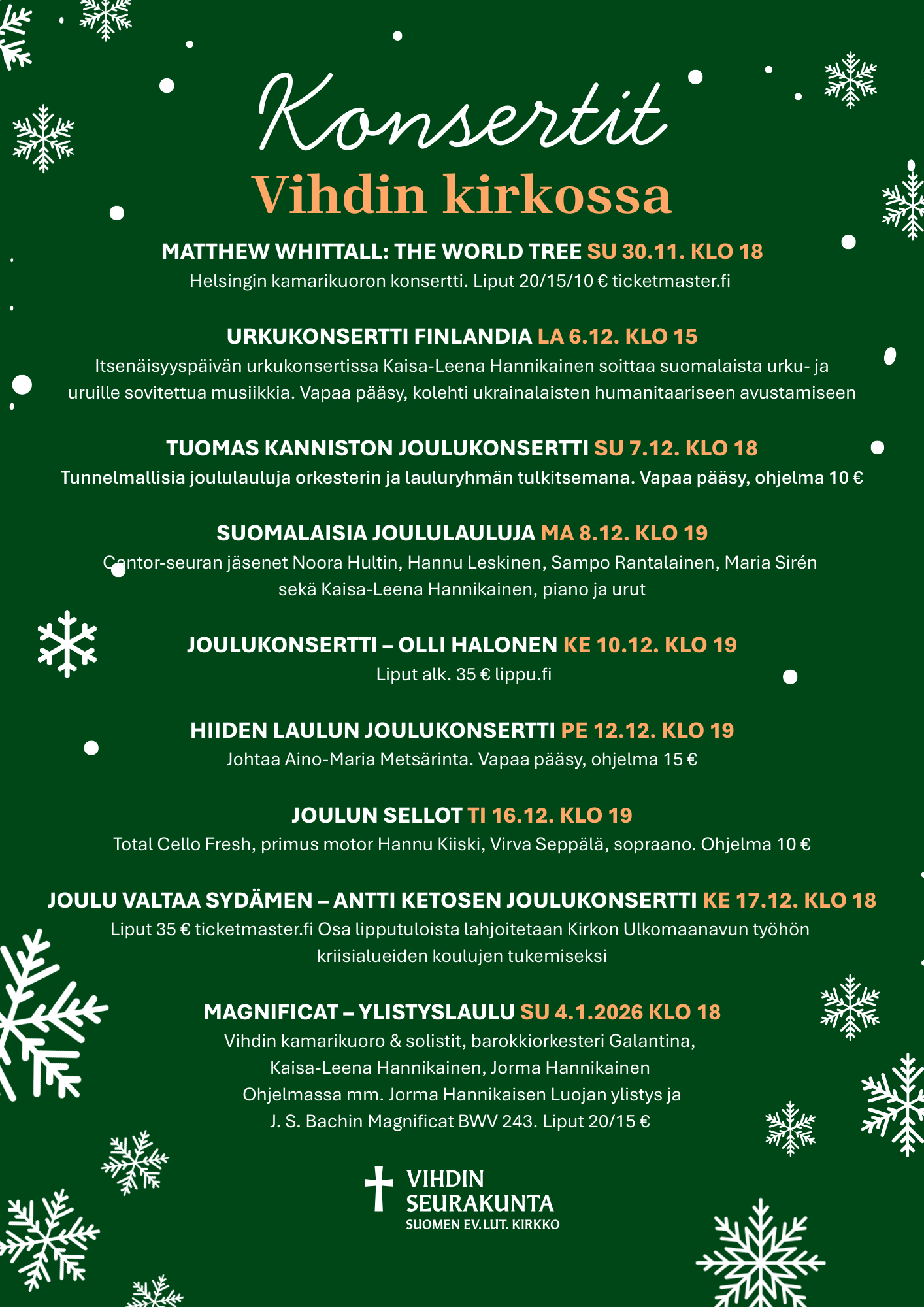 Konsertit Vihdin kirkossa
