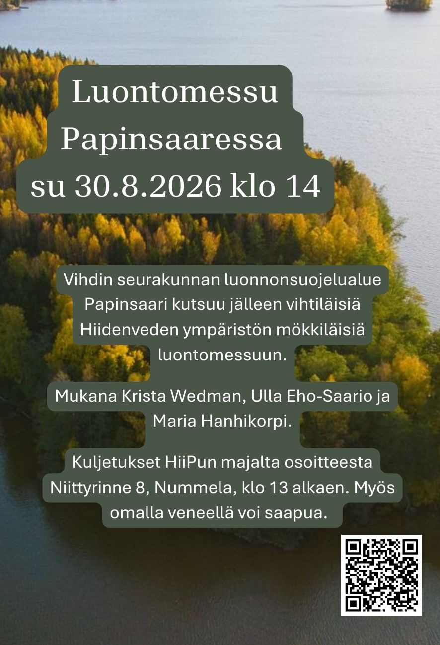 Luontomessu Papinsaaressa su 30.8.2026 klo 14