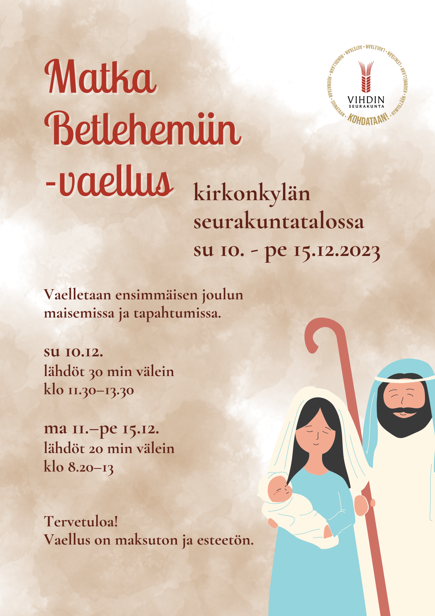 Reitille lähdetään oppaan matkassa kirkonkylän seurakuntatalon aulasta: - sunnuntaina 10.12. lähdöt 30min ...