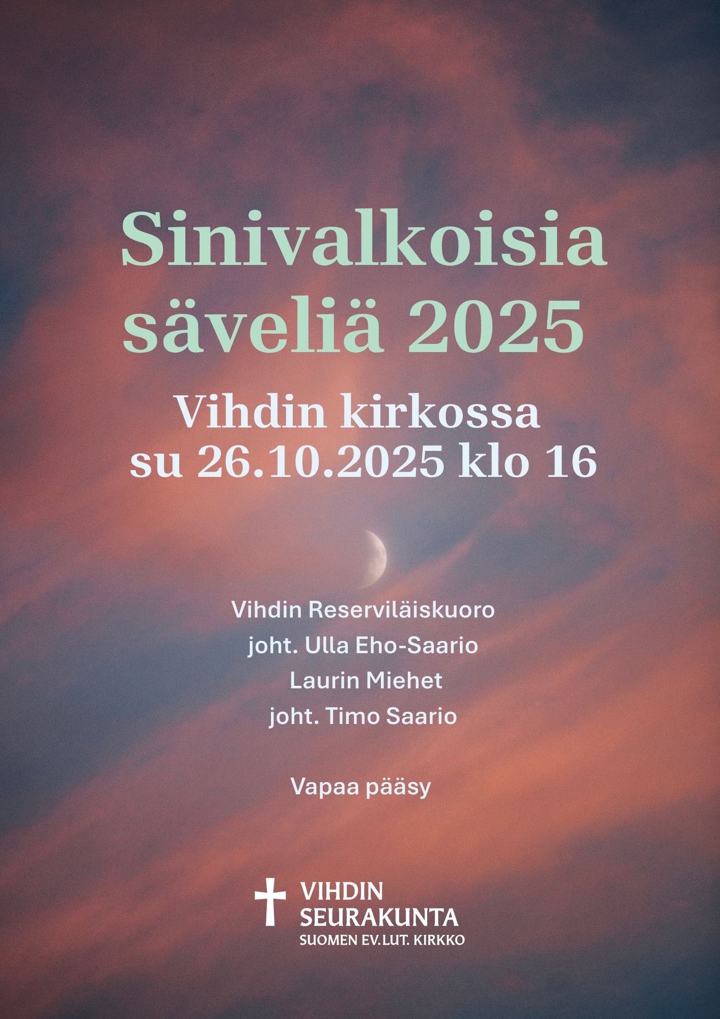 Sinivalkoisia säveliä Vihdin kirkossa sunnuntaina 26.10.2025 klo 16