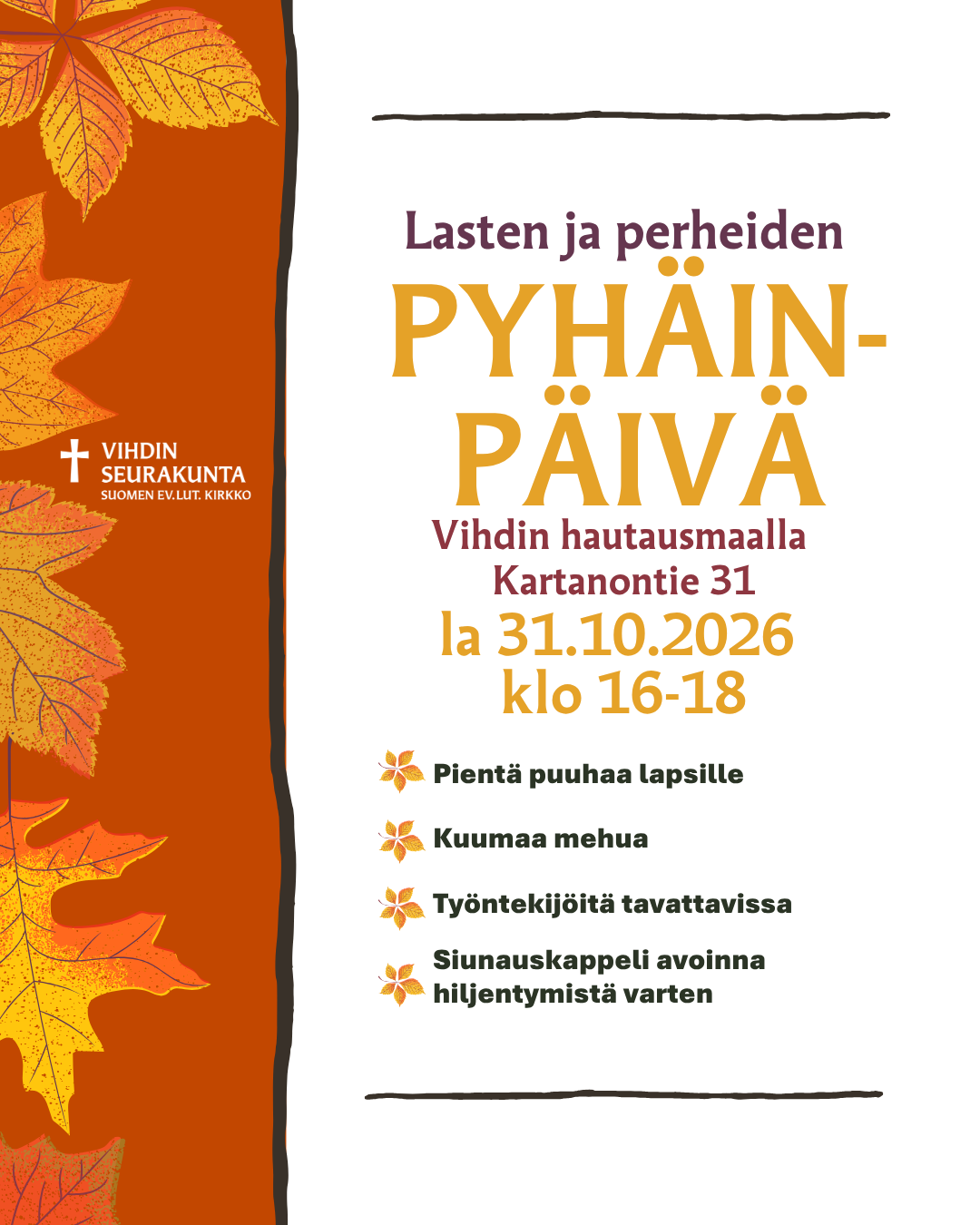 Mainoskuva Pyhäinpäivän tapahtumasta