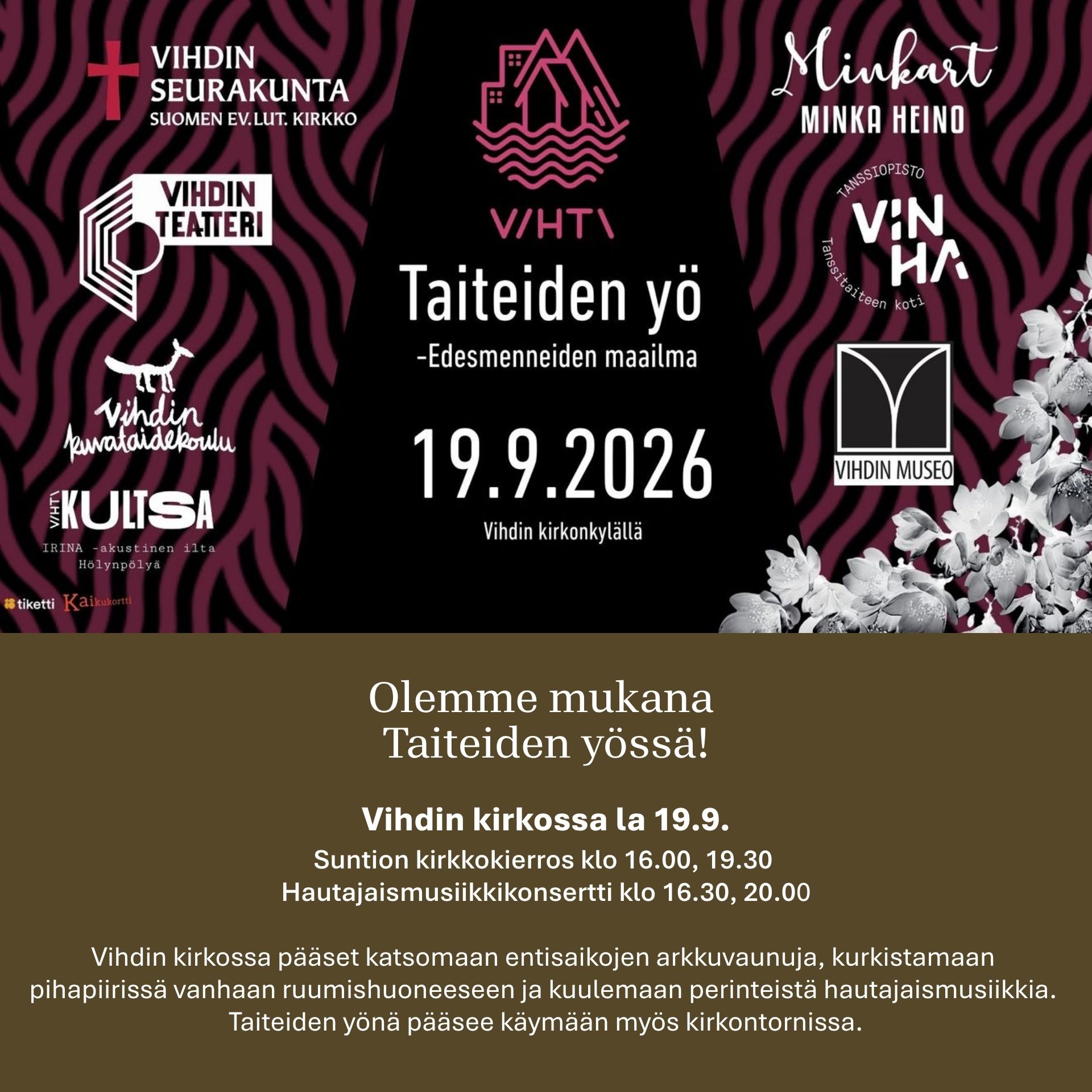 Taiteiden yö la 19.9.2026