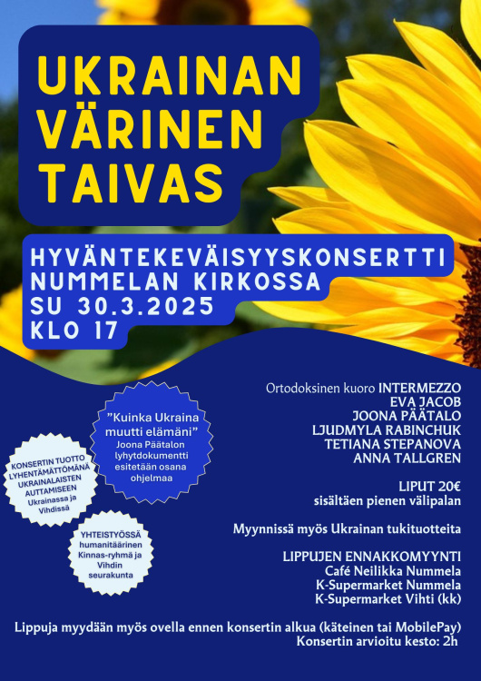 Ukrainan värinen taivas -hyväntekeväisyyskonsertti Ukrainen värinen taivas -hyväntekeväisyyskonsertti
